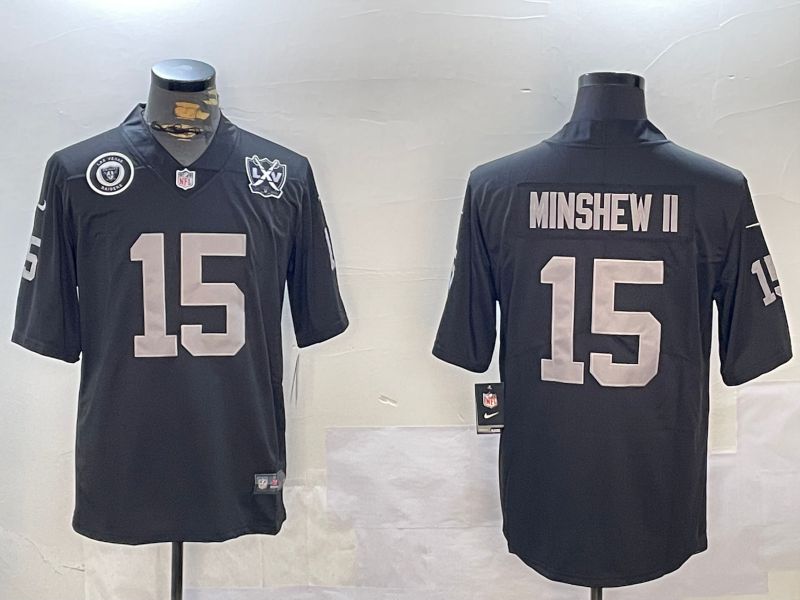 Men Oakland Raiders 15 Minshew ii Black 2024 Nike Vapor Limited NFL Jersey style 12
